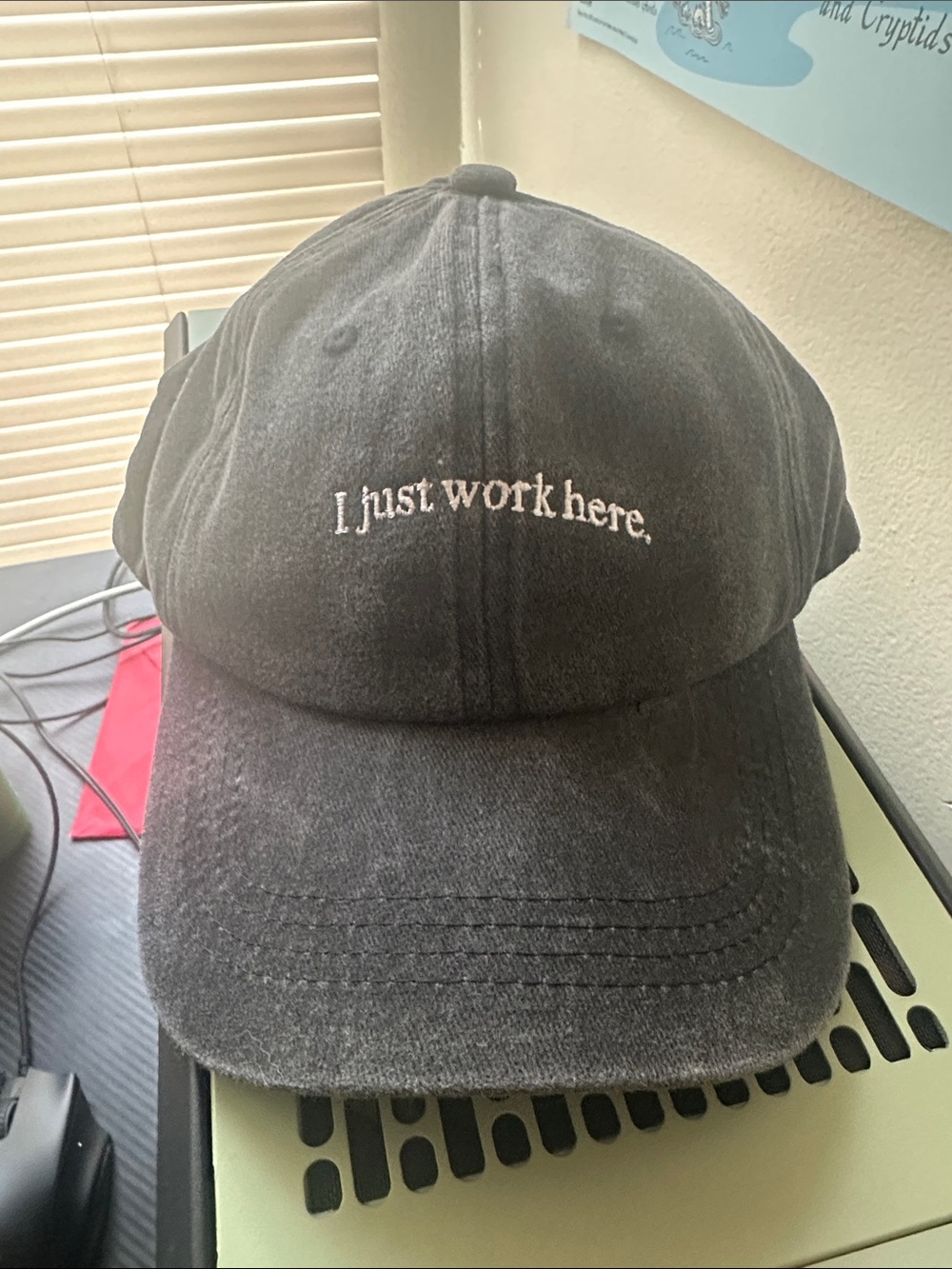 I Just Work Here Embroidered Cap Hat